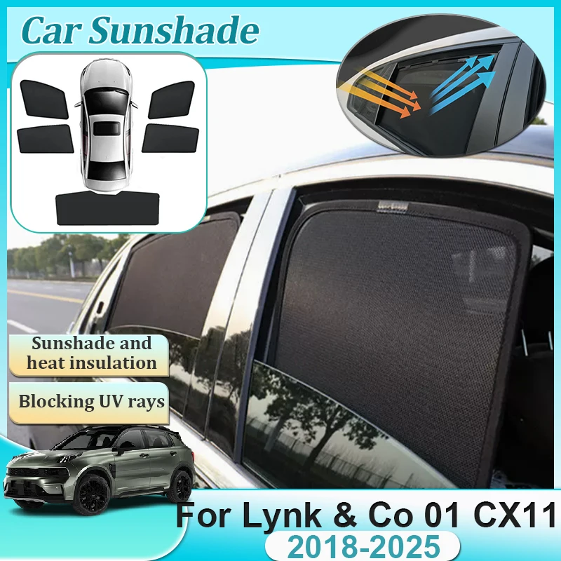For Lynk & Co 01 CX11 2018-2025 Magnetic Car Coverage Sunshade Window Anti Sun Visor Curtain Privacy Protection Auto Accessories