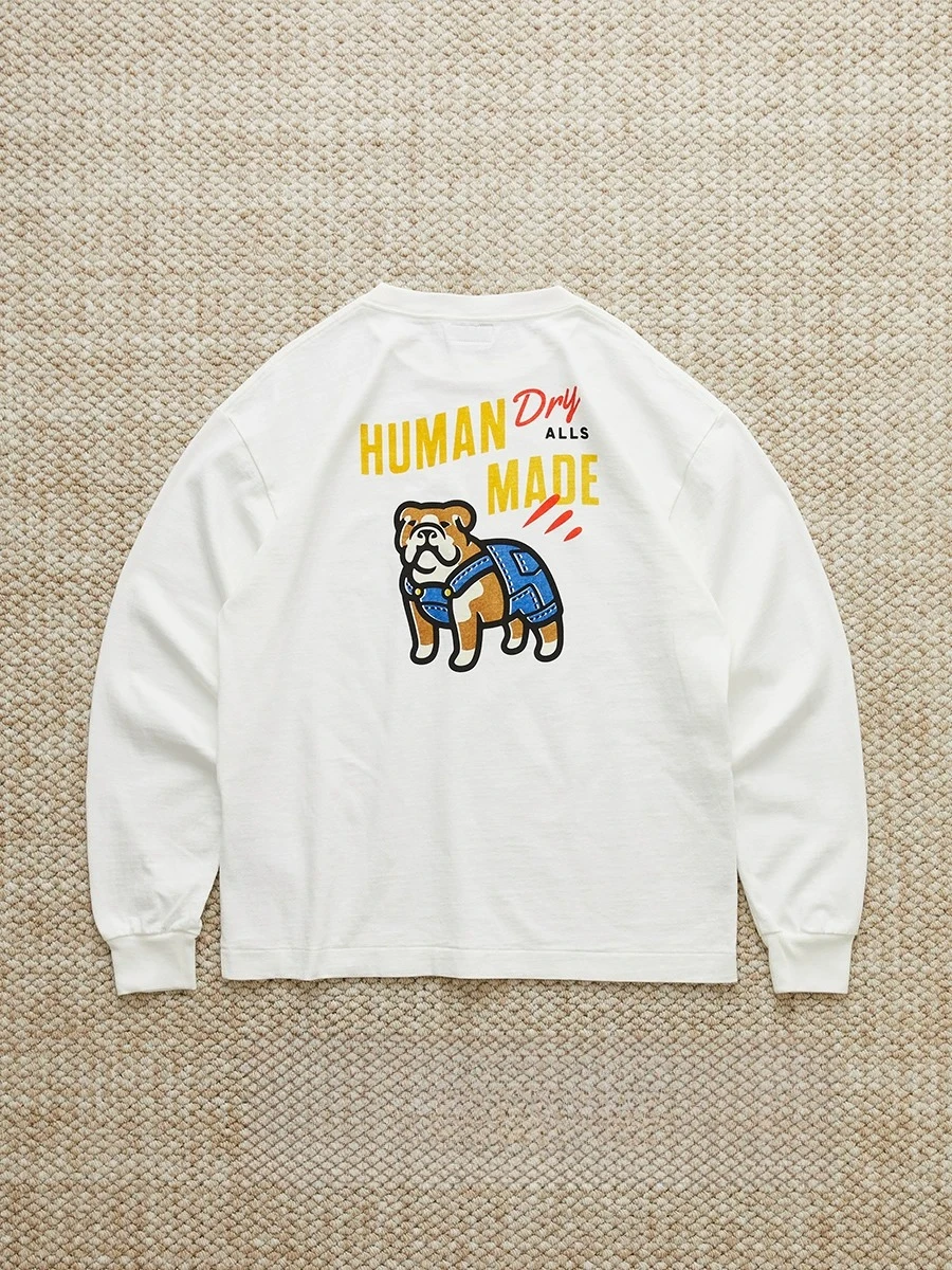 Human Made Bulldog Long Sleeve T Shirt Loose Unisex Streetwear