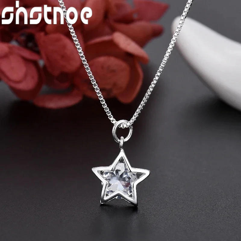 

Popular Brands 925 Sterling Silver pretty Shining Crystal Star necklace for Women Fashion y2k Party Wedding accessories Jewelry