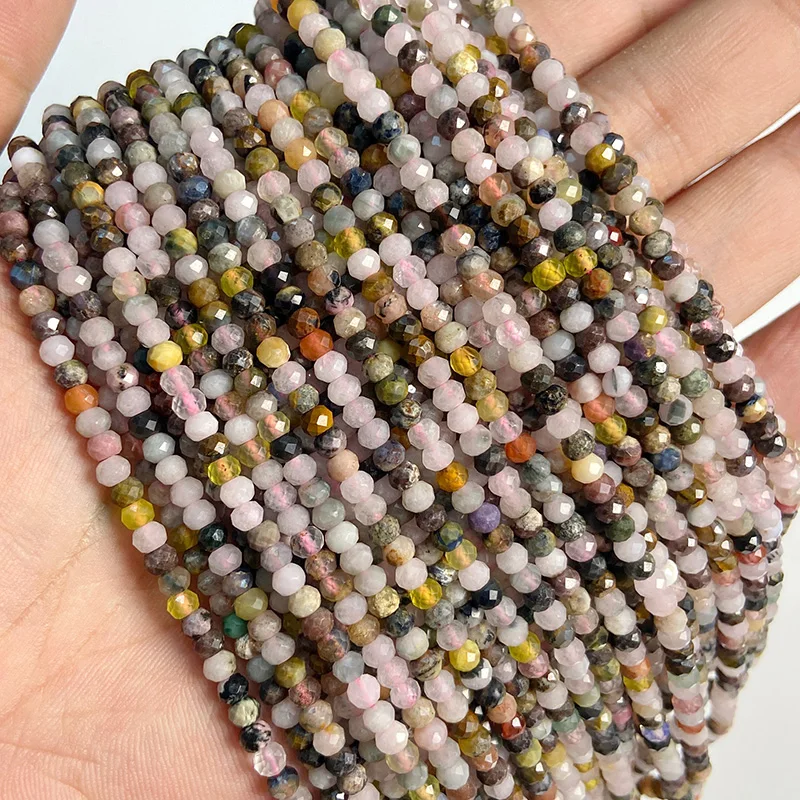 3x4mm Naturstein Facettierter Achat Amethyst Quarz Jade Stein Lose Perlen für Schmuckherstellung DIY Halskette Armband Zubehör