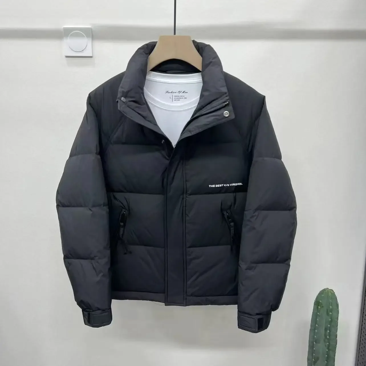 

Winter Men Down Jacket Warm Stand-up Collar Zipper White Duck Down Coat Long Sleeves Business Casual Jacket Luxury Brand Tops