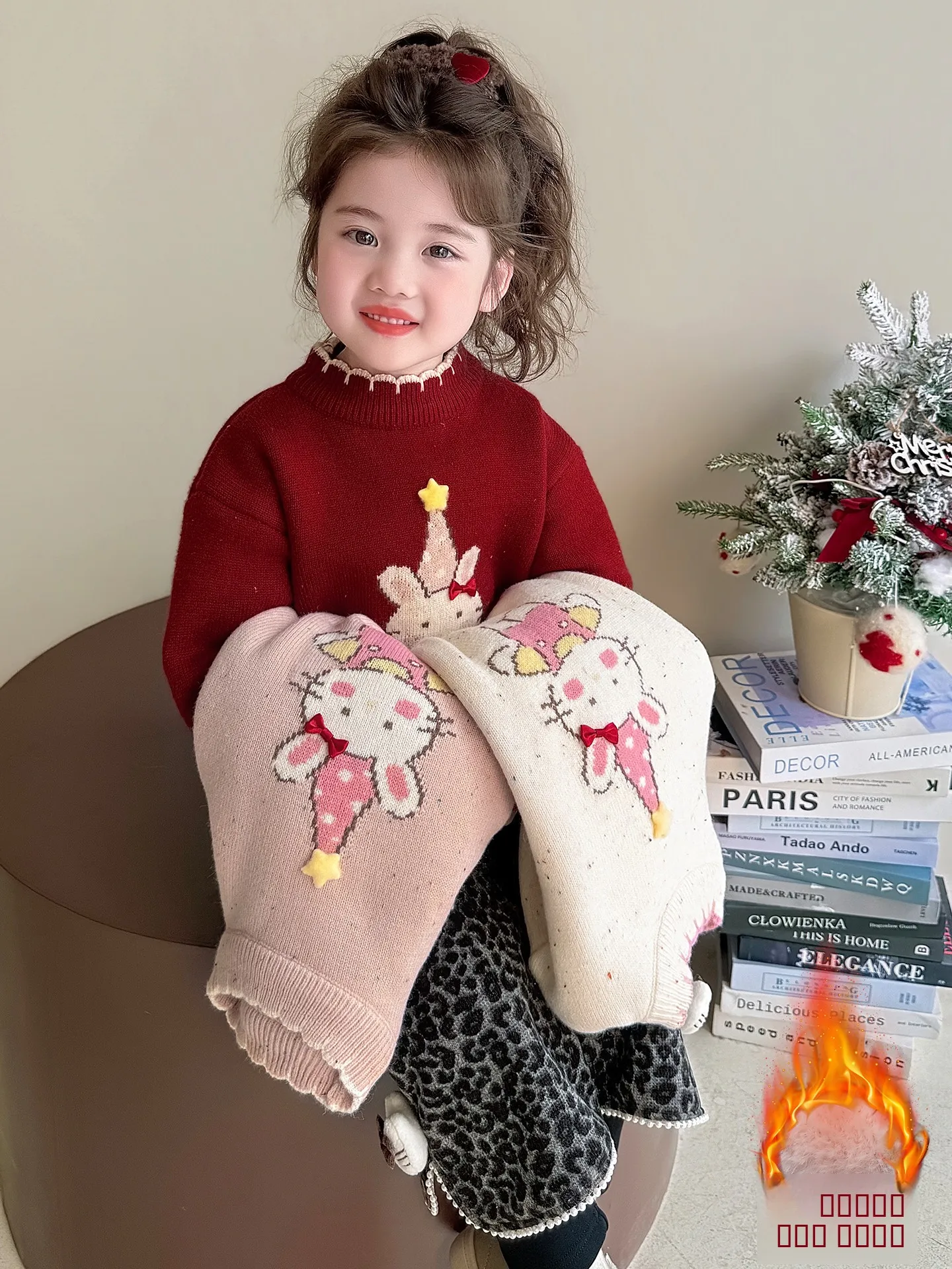 Fce gevoerde gebreide trui voor meisjes Baby Faionable Winterkleding rond Ne Long Sve Regular Fit Knitwear