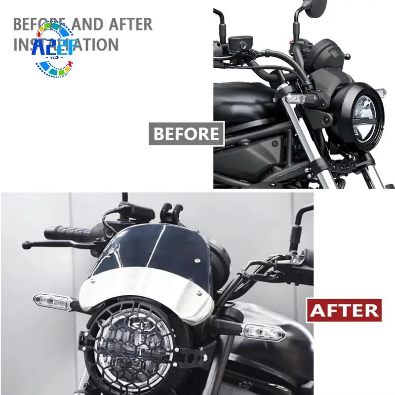 

A22F-Motorcycle Headlight Guard Cover Protection Grill Grille For Kawasaki Eliminator 500 Accessories
