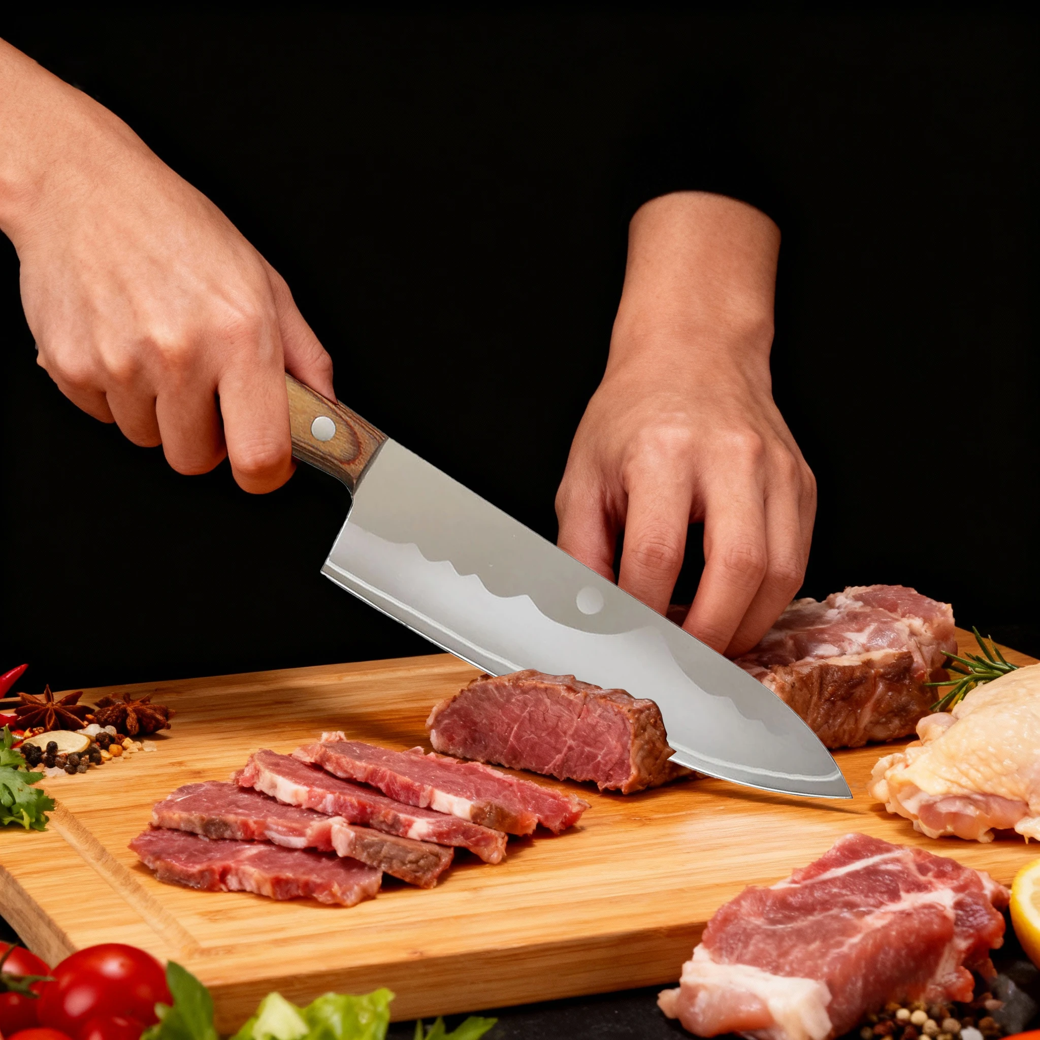 Professional Japanese Chef's Knife, Seven-Layer Composite Steel 10Cr15CoMoV High-Hardness Kitchen Knife, Slicing Knife