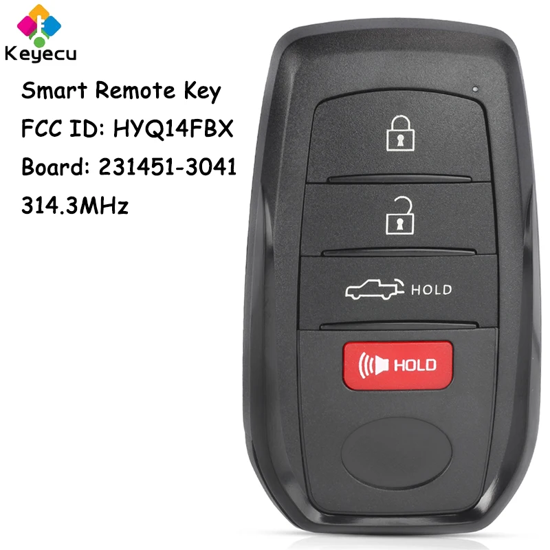 KEYECU Smart Remote Control Key With 4 Buttons 314.3MHz for Toyota Tacoma Tundra 2022 2023 2024 Fob HYQ14FBX Board: 231451-3041