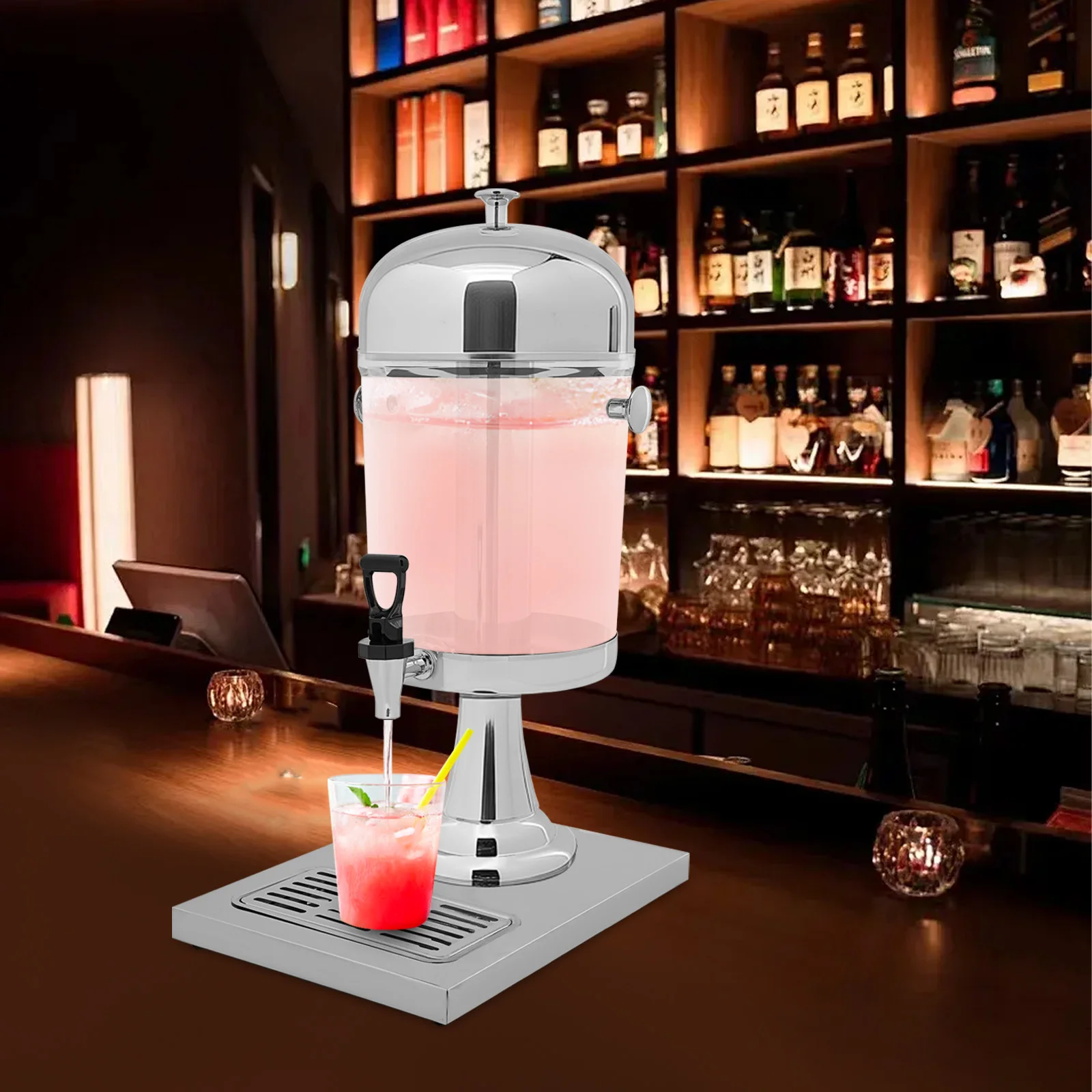 موزع مشروبات سعة 2.11 جالون مع قلب ثلج، وموزعات مشروبات، وموزع مشروبات مع حامل وصينية تنقيط لعصير الليمون والحليب والبيرة #3