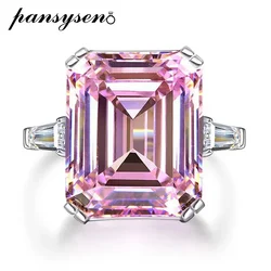 100% 925 Sterling Silver 13*16MM Asscher Cut Pink Sapphire Citrine Lab Diamond Wedding Party Ring Luxury Fine Jewelry for Women