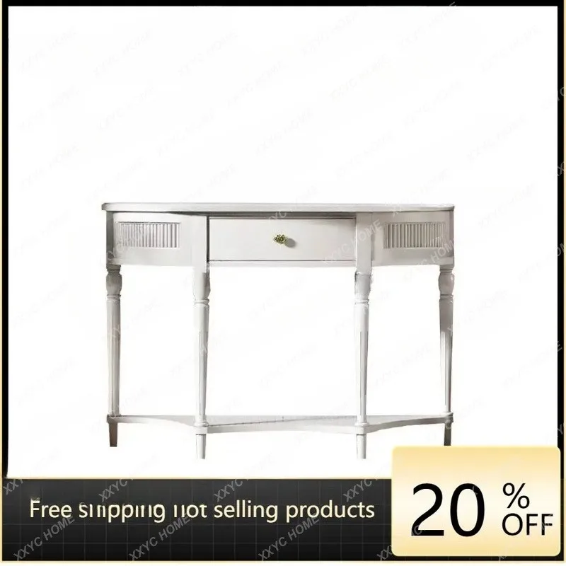 XX solid wood entrance platform retro home antique style semicircle against the wall storage table furniture
