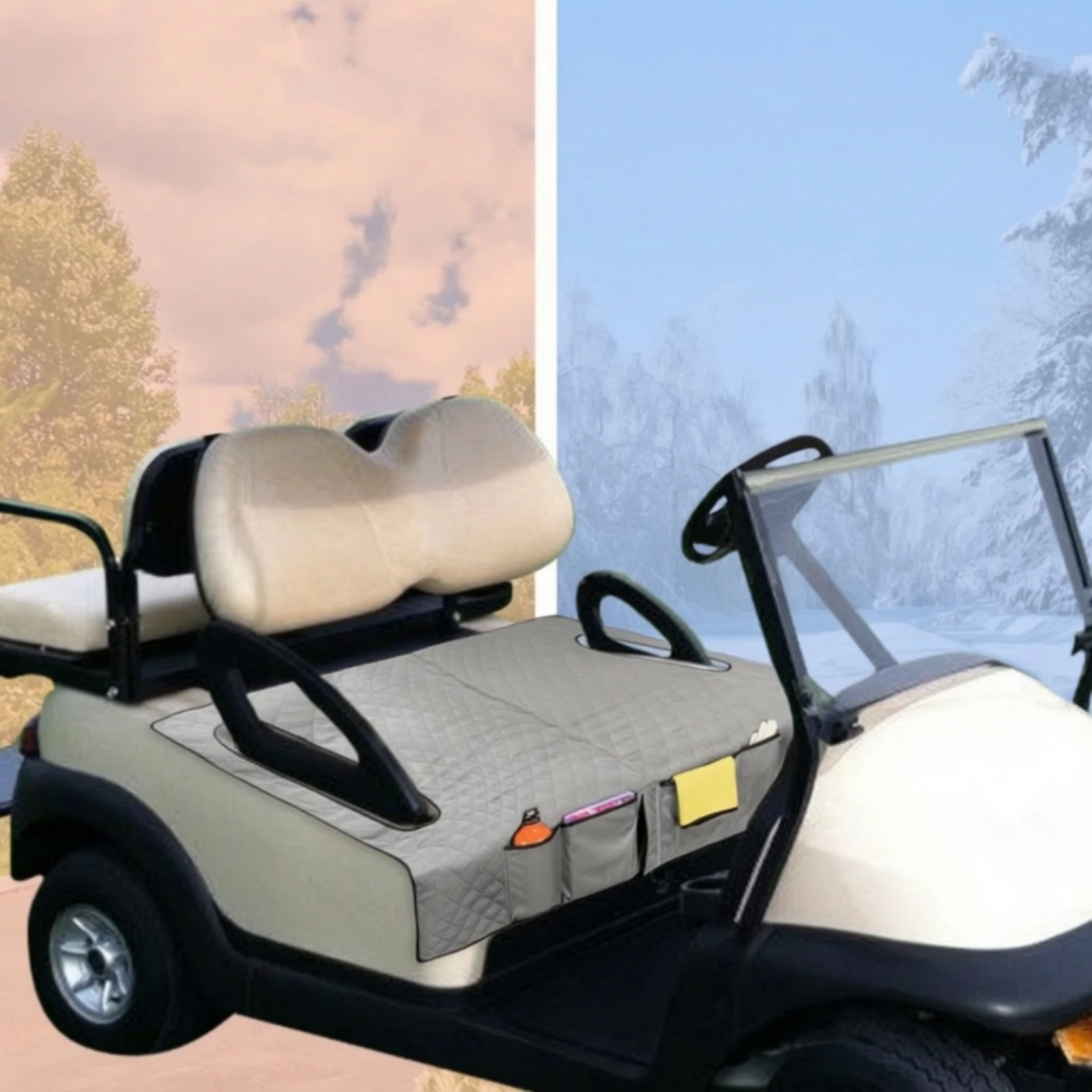 Golf Cart Seat Cover with Non-Slip Backing Long-Lasting Golf Cart Seat Cover with Pockets Soft Heavy Duty for Golfers