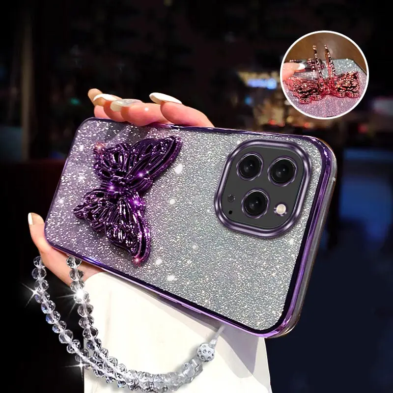 16ProMax Chapeamento suporte cordão Capa de telefone para iPhone 17 17ProMax 17Pro 11 7 8 7Plus 8Plus 17 SE2 SE3 Capa