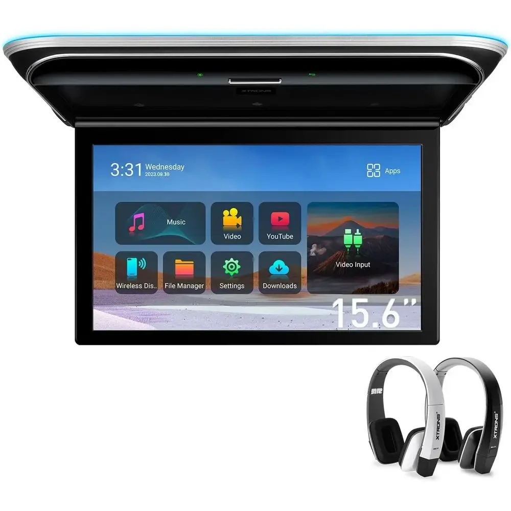 

Автомобильный монитор Android 15.6” с широким IPS-экраном, сенсорным управлением, поддержкой видео 8K, креплением на потолок, встроенными стереодинамиками, откидной конструкцией