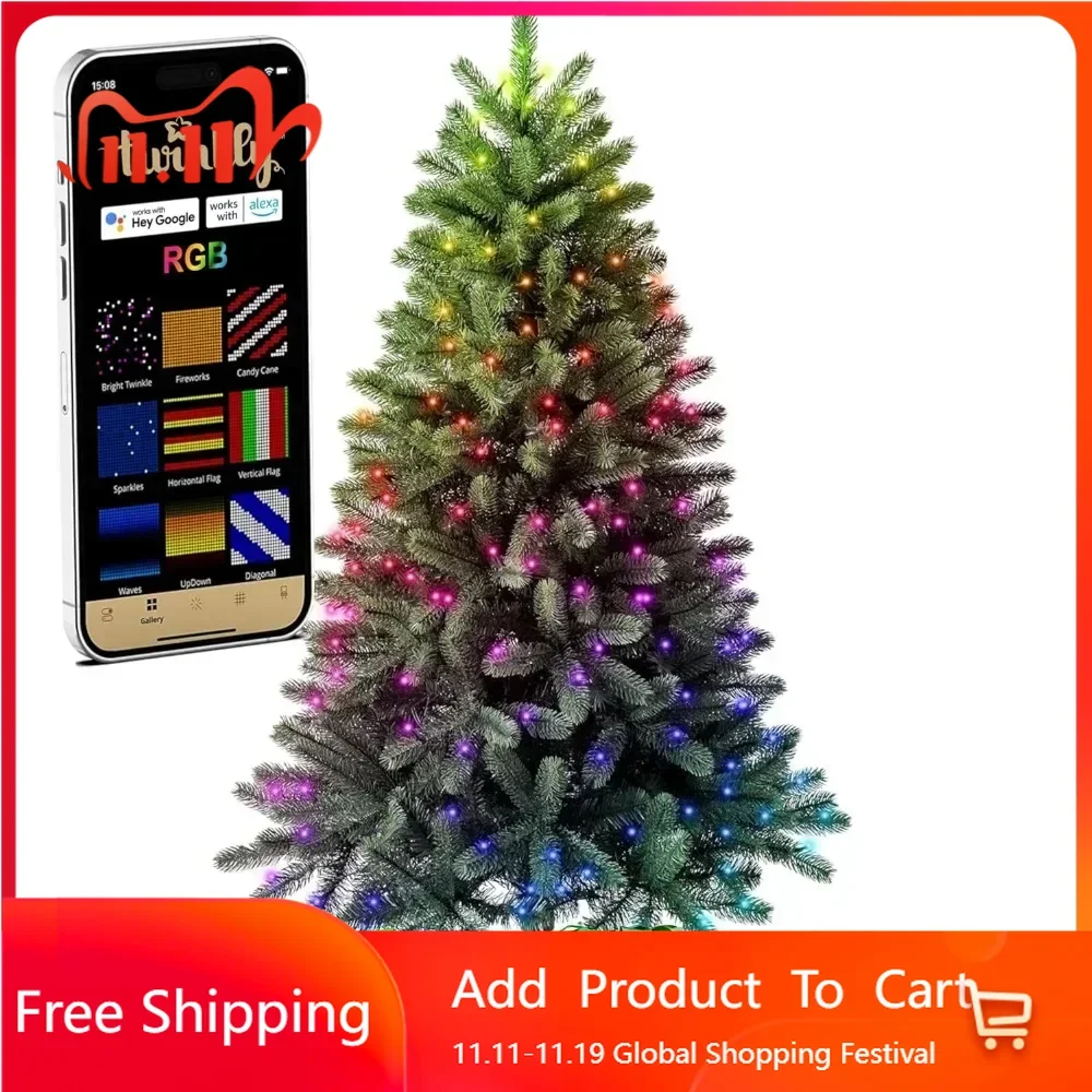 Pre-Lit Christmas Tree, - 5 Foot Artificial Regal Tree LED Lights - Perfect Prelit Christmas Tree for Your Holiday Home Décor