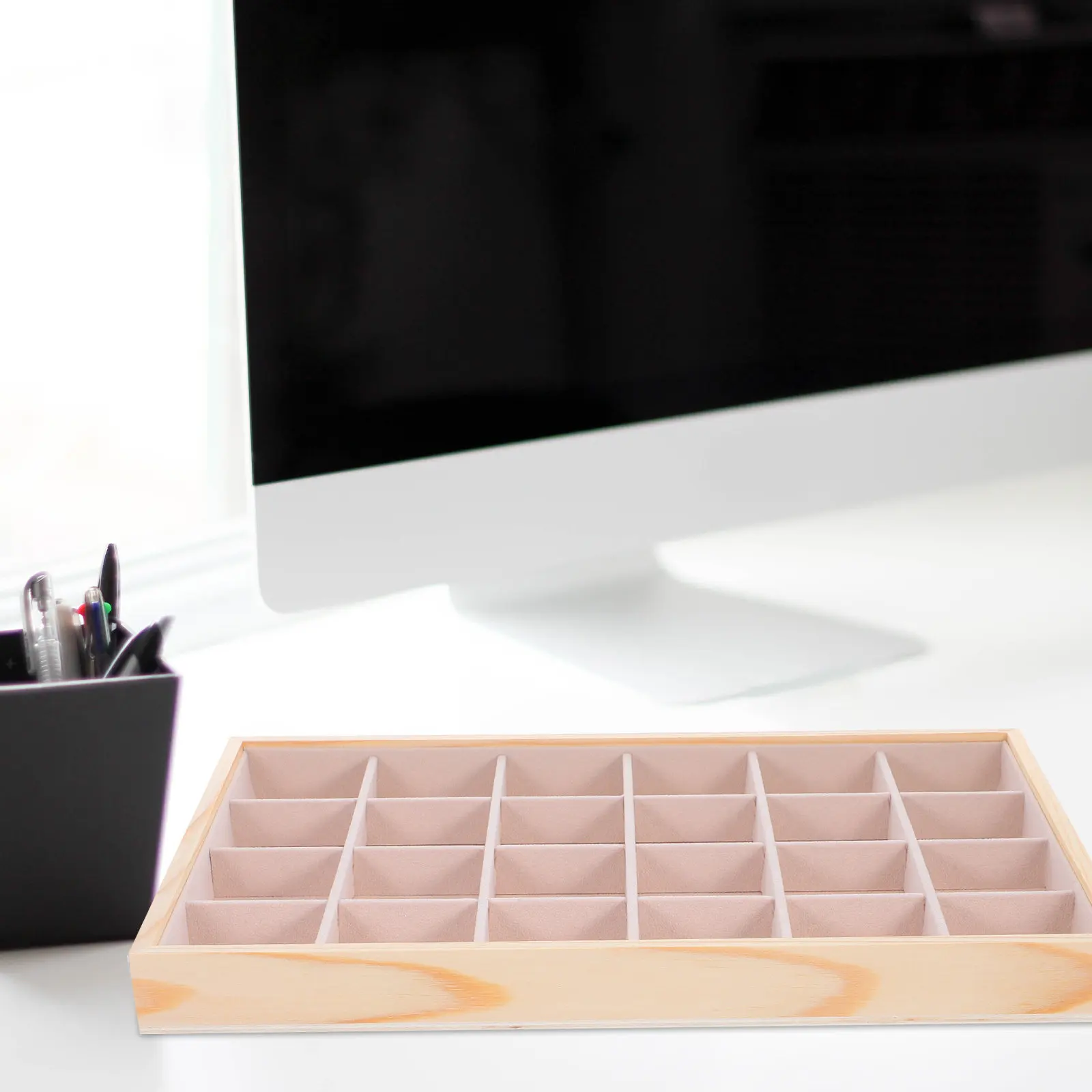 Wood Jewelry Display Tray Natural Grain Elegant Organizer for Rings Necklaces Bracelets Earrings Live Streaming Retail Counter
