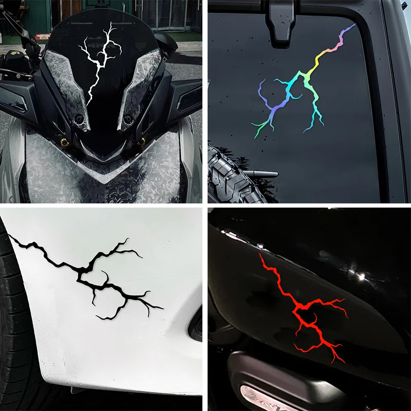 1PC Lightning Crack Motorcycle Stickers Waterproof for Motorbike Front Fairing Racing Helmet Scooter Self-adhesive Vinyl Decals