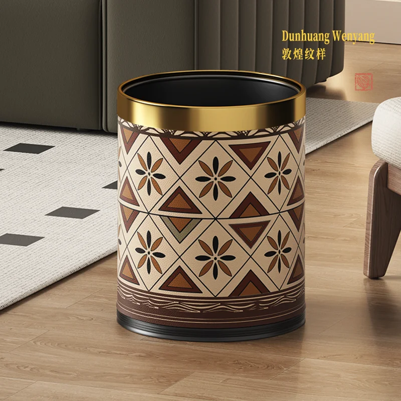 

Leasylife Creative Leather Trash Can, Large Capacity, Figure, Metal, Gold and Silver Garbage Can, for Bedroom Family Hotel
