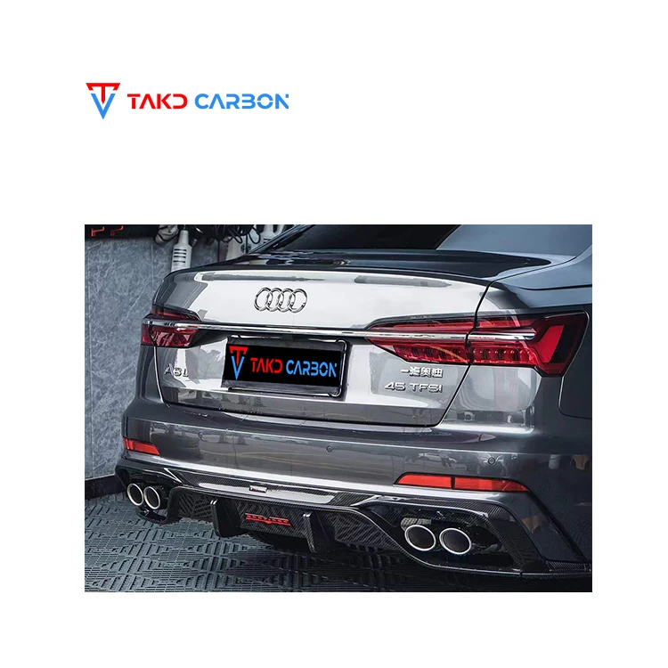 TAKD Carbon Brand OEM & ODM Service Dry Carbon Fiber universal rear spoilers Rear Bumper Lip Diffuser For audis A6,S6 C8