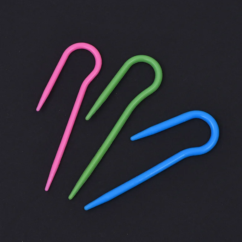 ABS Plastic U-Shape Twist Yarn Needles 3pcs Large Eye Curved Sewing Needles for Knitting Crochet DIY Craft
