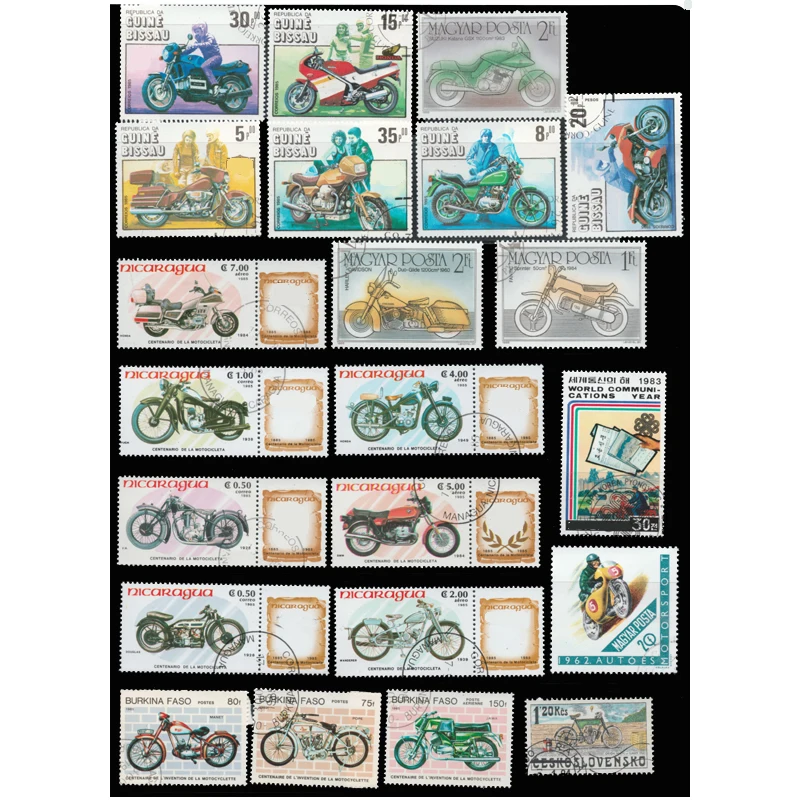 44 PCS All Different Topic Motor Bike Motorcycle Unused Postage Stamps With Post Mark For Collection