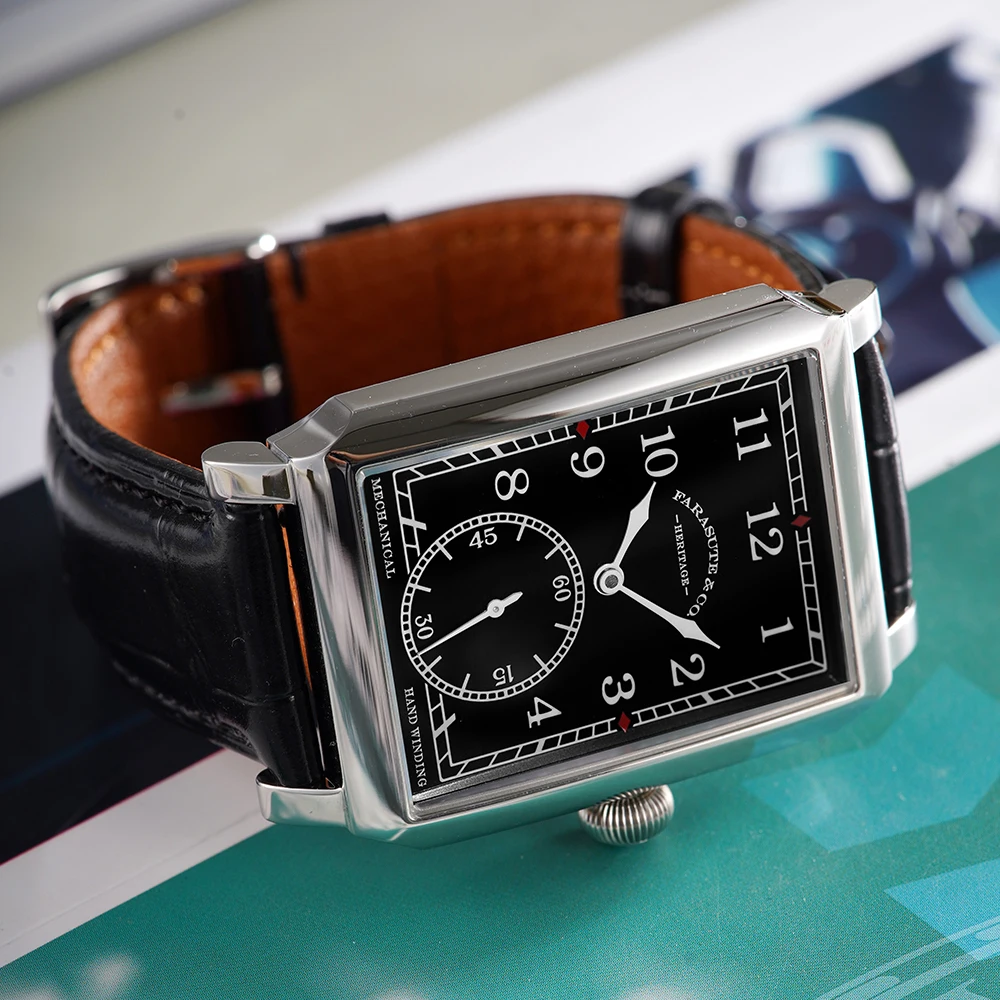 FARASUTE 31mm Square Customized Manual Mechanical Movement Watch Men Luxury Sapphire Glass Stainless Steel Waterproof Wristwatch - view 5