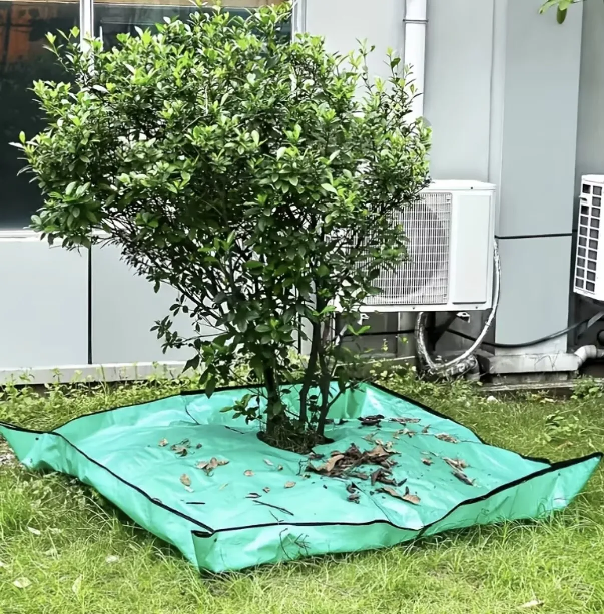 Thickened waterproof gardening tarp, with pull-ear design, size 78.7inch × 78.7inch , pruning leaf collection mat, suitable for trimming shrubs and trees, easy to use