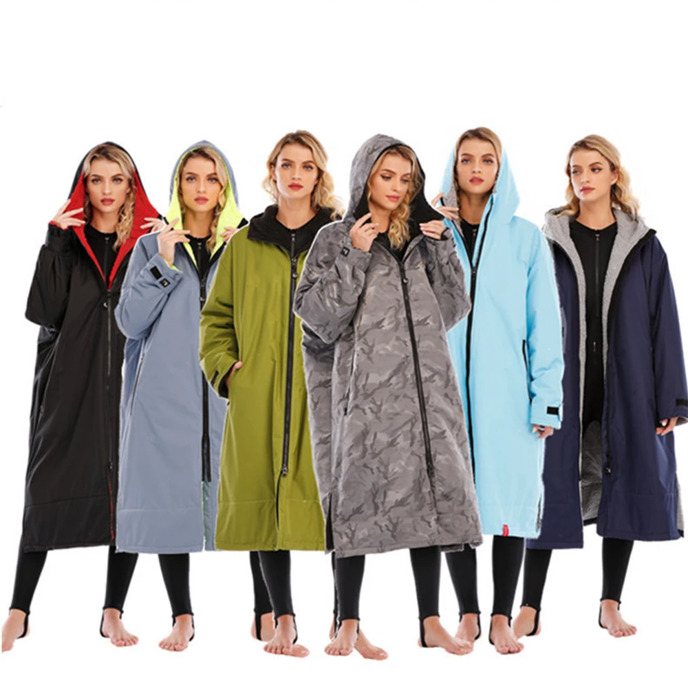 Waterproof Surf Changing Robe, Outdoor Coat, Lamb Wool Jacket, Hooded Cloak, Beach Surfing Pool Lining, Anorak Raincoat, Unisex