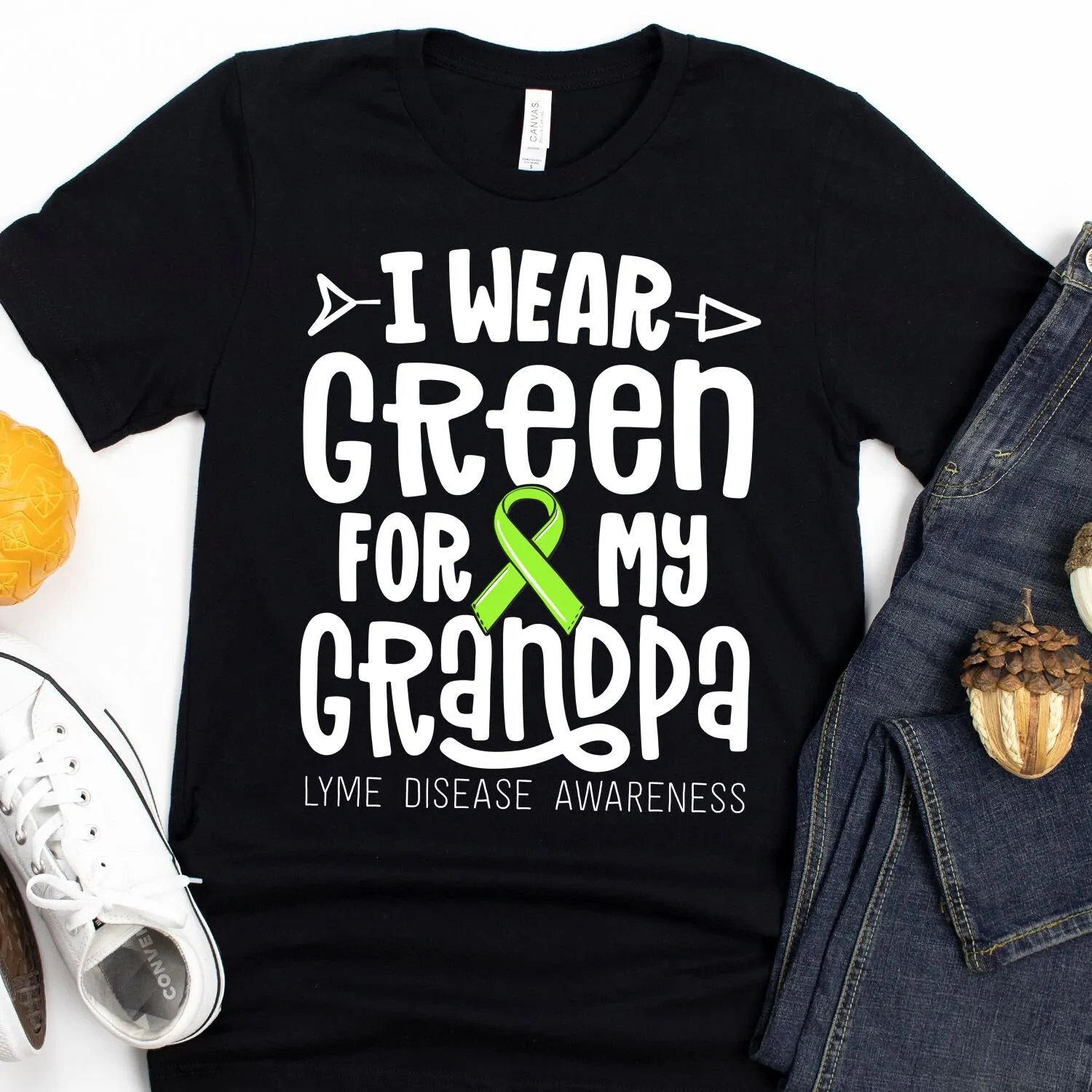 

I Wear Green For My Grandpa Lyme Disease Awareness T Shirt Ribbon