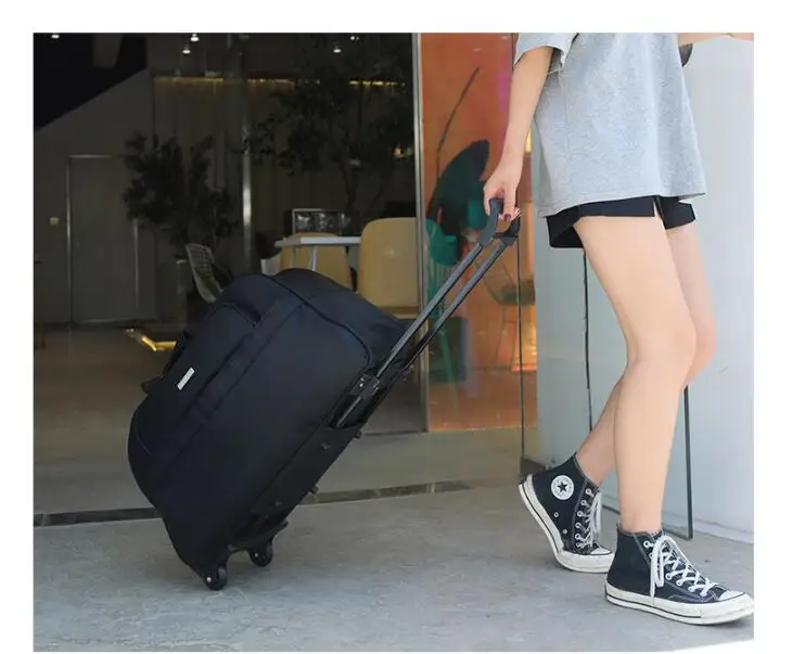 Women Cabin Rolling Trolley Luggage Wheeled Travel Duffle Suitcase