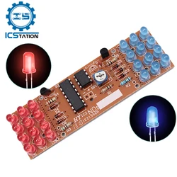 DIY Electronic Kit NE555 CD4017 IC Red Blue LED Strobe Flashing Light DIY Soldering Project Practice Kit Electronic Components