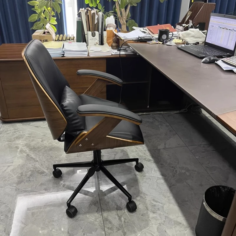 

Modern Solid Wood Office Chair Adjustable Swivel Executive Chair Ergonomic Computer Seat for Study Comfortable Home Furniture