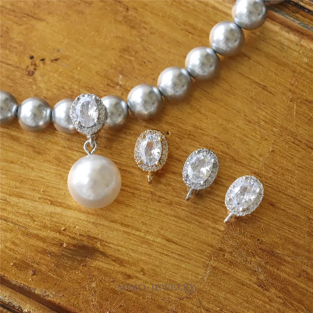 

1PCS 8x12.4mm DIY Handmade Accessory with A Copper-plated Real Gold Vintage Oval Zircon All-purpose Necklace Clasp