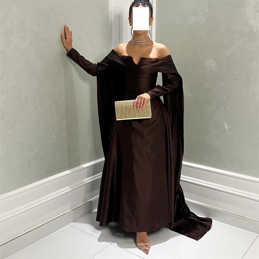 Customized  Strapless Neck فساتين  Off the Shoulder A Line Satin Customized Formal Occasion Evening Gown Kaaba Eid  الحفلات