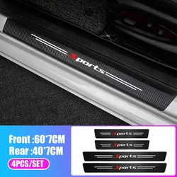 4PCS Car Sports Trunk Anti Scratch Sticker Car Door Sill Protector Decal Carbon Fiber Car Door Plate Sill Scuff Cover Stickers