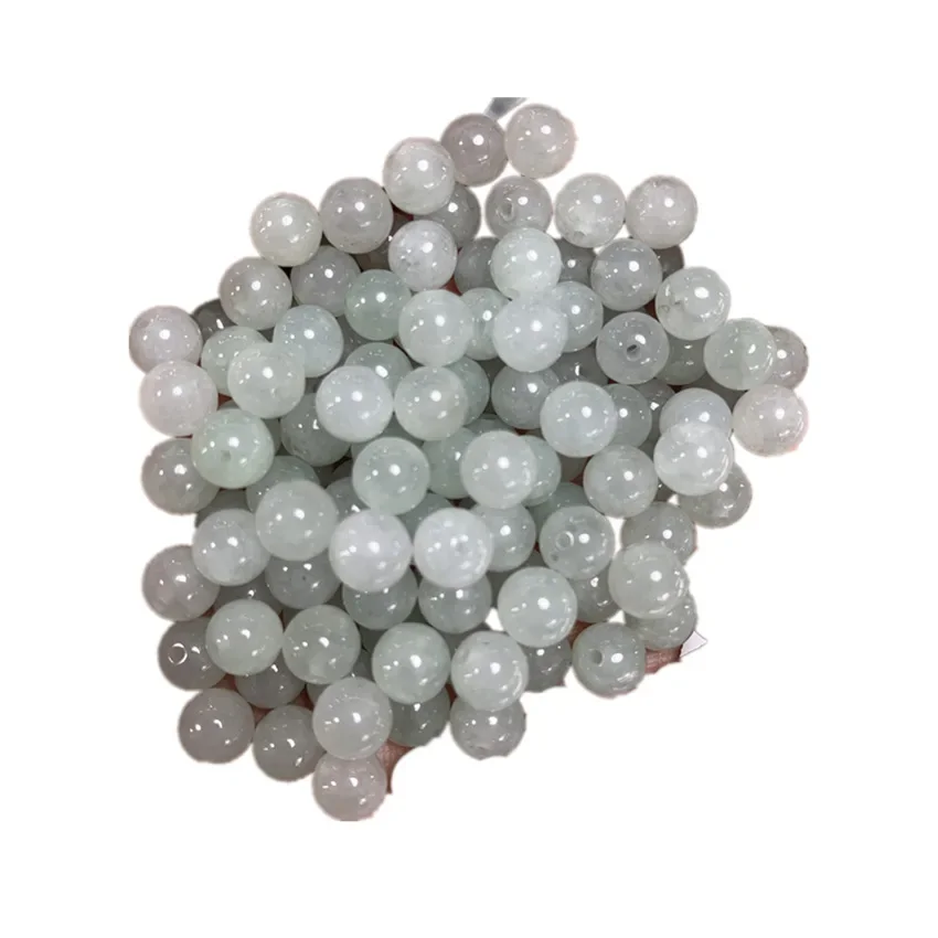 10pcs Jade Round Beads Loose 7mmdiy Bracelet Necklace Small Retro Myanmar Jadeite Loose Beads image 5