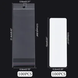 Keychain Display Cards White Keychain Display Paper Keychain Card Holder with 100pcs Transparent Self-Sealing Bags for Small