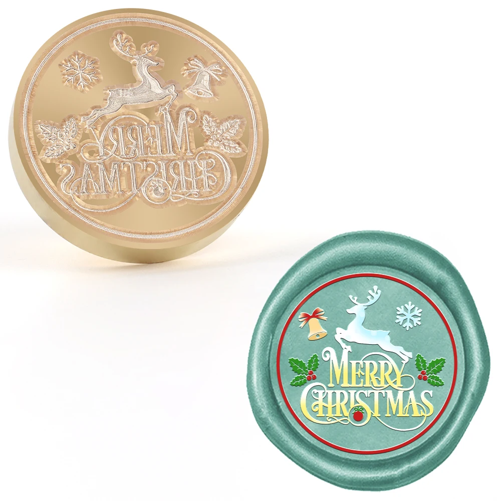 

Merry Christmas Wishes Pattern Stamp, Diy Removable Brass Wax Stamp, Suitable for Decorating Christmas Envelopes,christmas Gifts