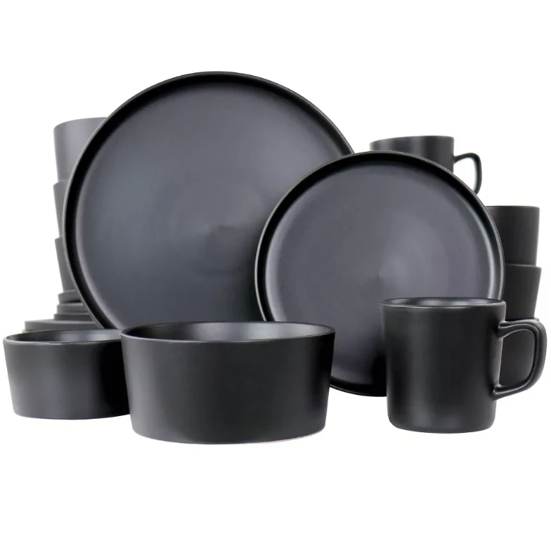 

20pc Stoneware Luxmatte Dinnerware Set Black