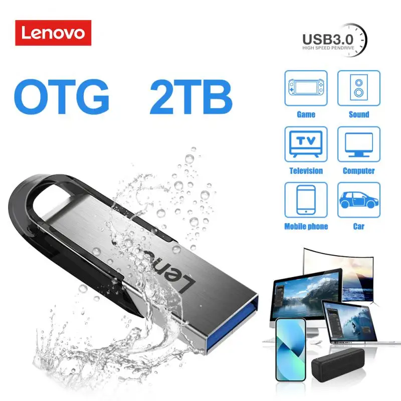 Lenovo USB 3.0 Flash Drive High Speed 2TB 1TB 512GB 256GB OTG Pen Drive 128GB Portable Storage Device WaterProof U Stick For PC