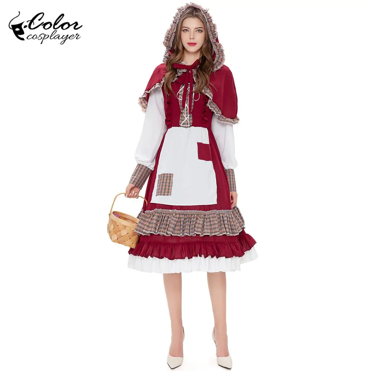 

Color Cosplayer Red Dress Suit for Women Fairy Tale Characters Cosplay Costume Maid Dress Up Carnival Party Drama Adult Clothing