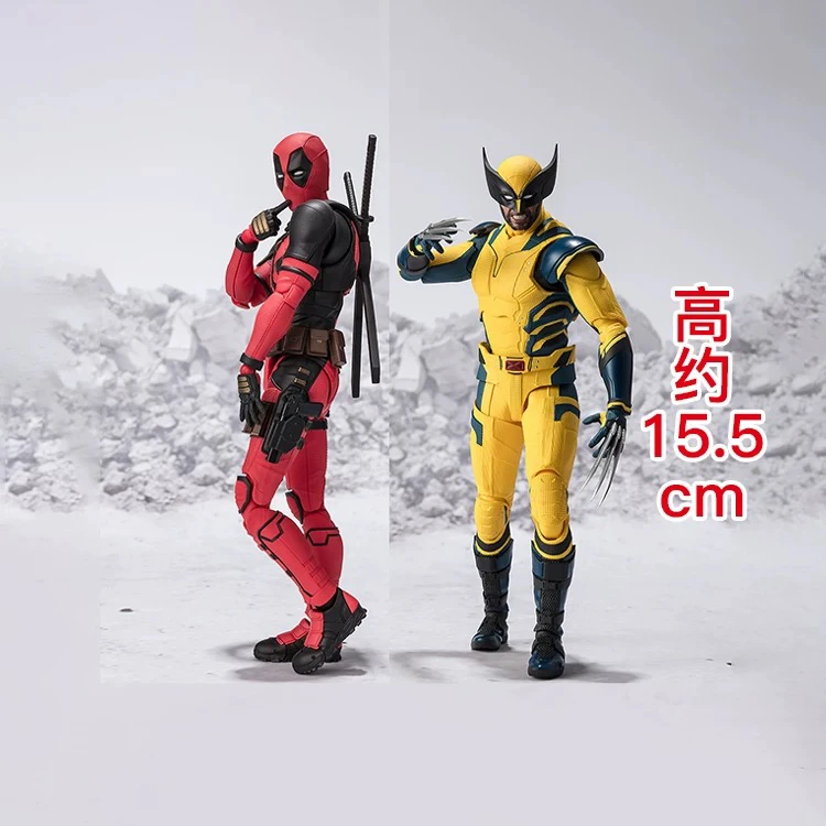 Original BANDAI S.H.Figuarts Deadpool Wolverine figura de Anime juguete figuras de acción muñeca PVC modelo colección niños regalo de cumpleaños