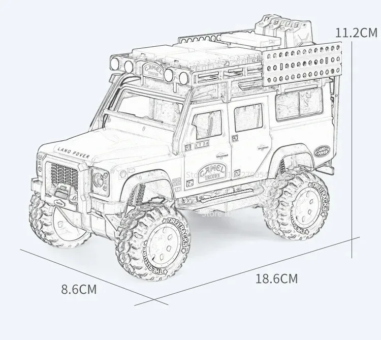 1:28 Camel Cup Land Rover Defender Modellauto Spielzeug Legierung Druckguss UNIMOG RV Geländewagen Sound Licht Türen geöffnet Kinder Geschenke – Detail 14
