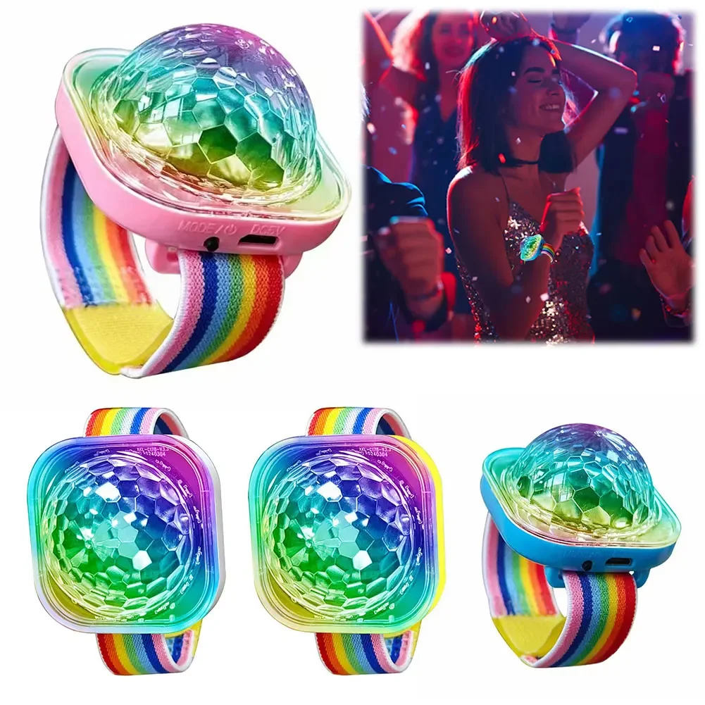 USB Wristband Disco Strobe Lights Rechargeable Wearable Watch Light Sound Control Wrist Atmosphere Lamp for Dance Party