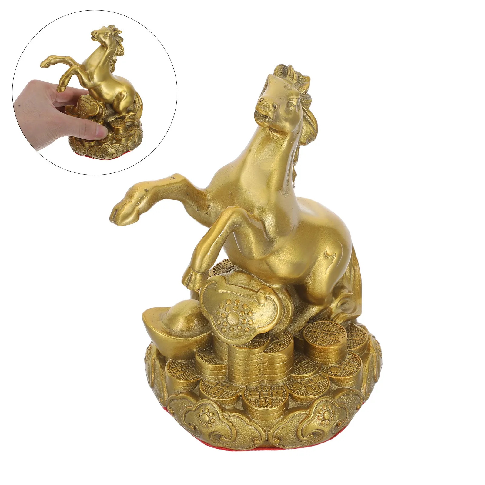 

Standing Brass Horse Sculpture Chinese Feng Shui Wealth Statue 2026 Zodiac Animal Coin Success Prosperity Symbol Decor Table