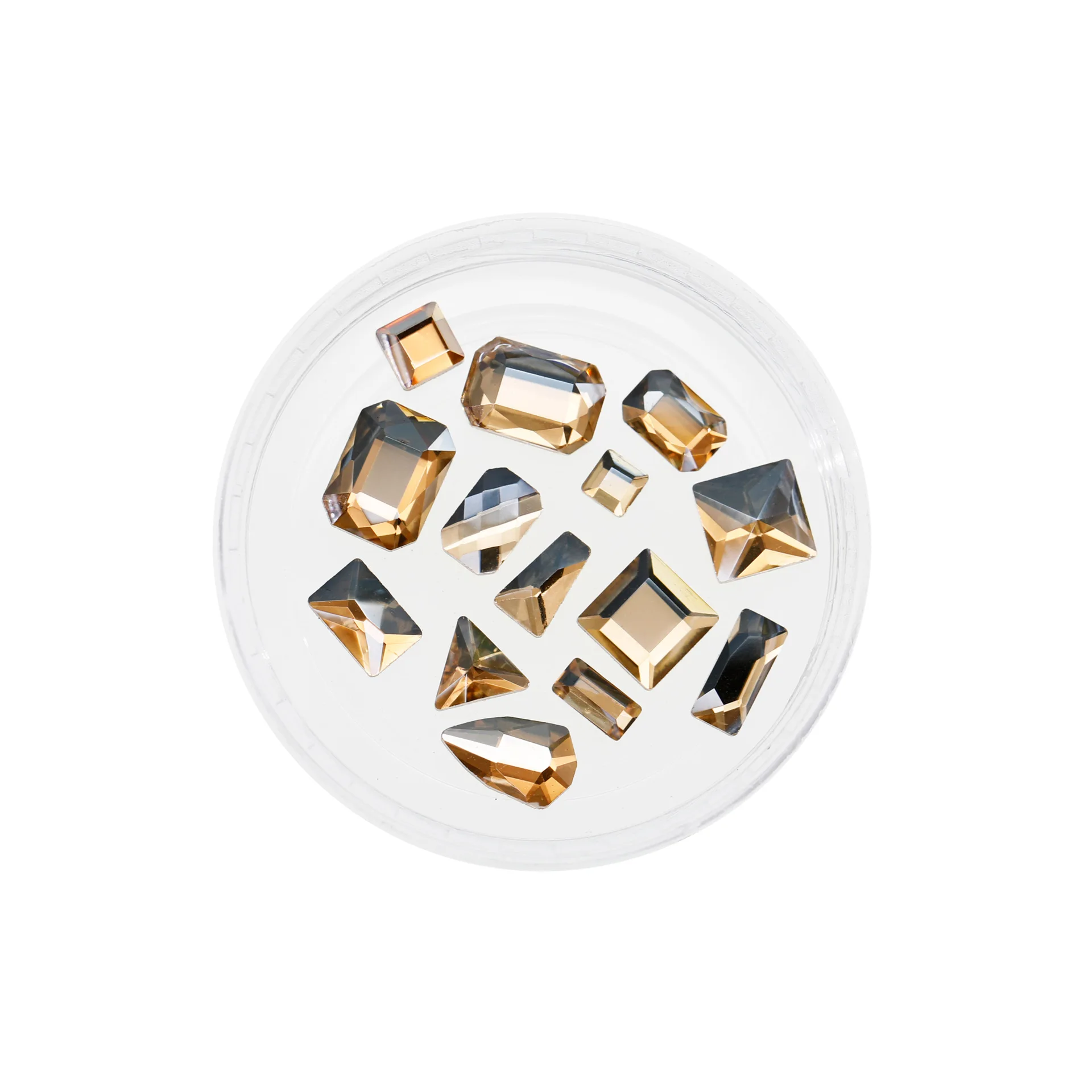 100/500pcs Champagne Boutique Flat bottom nail art rhinestones Glass crystal 3D nail decoration Multiple shapes wholesale