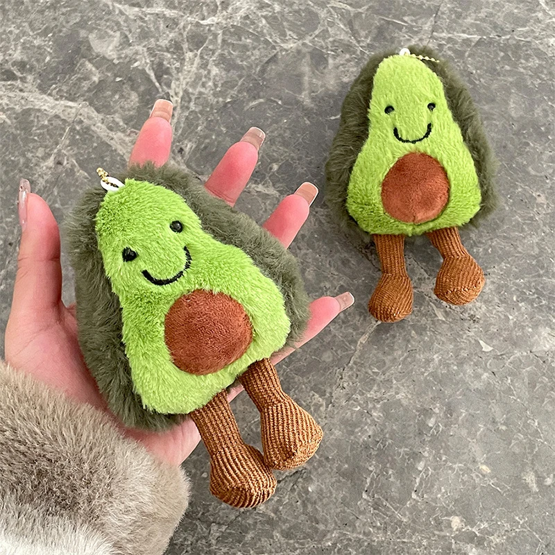 1PC Simulated Fun Avocado Plush Pendant Cute Cartoon Fruit Doll Toy Keychain Backpack Keyring Ornament DIY Accessories Gift