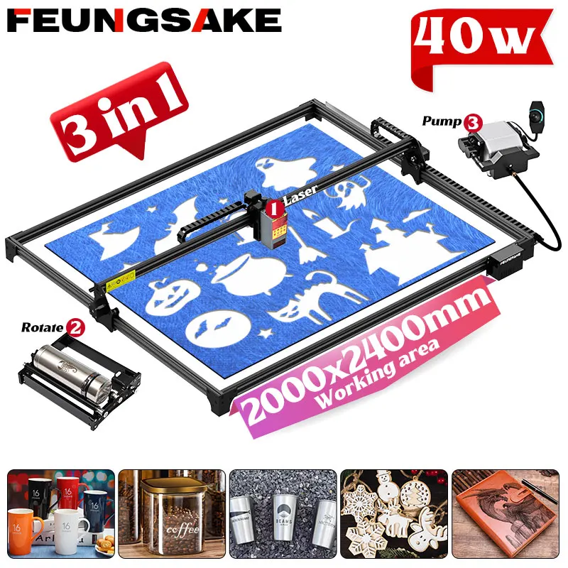 

Laser Engraving Machine 40w With Air Assist Parts Large Laser Printer Wood Engraver And Cutter Machine Work Area 2000x2400mm