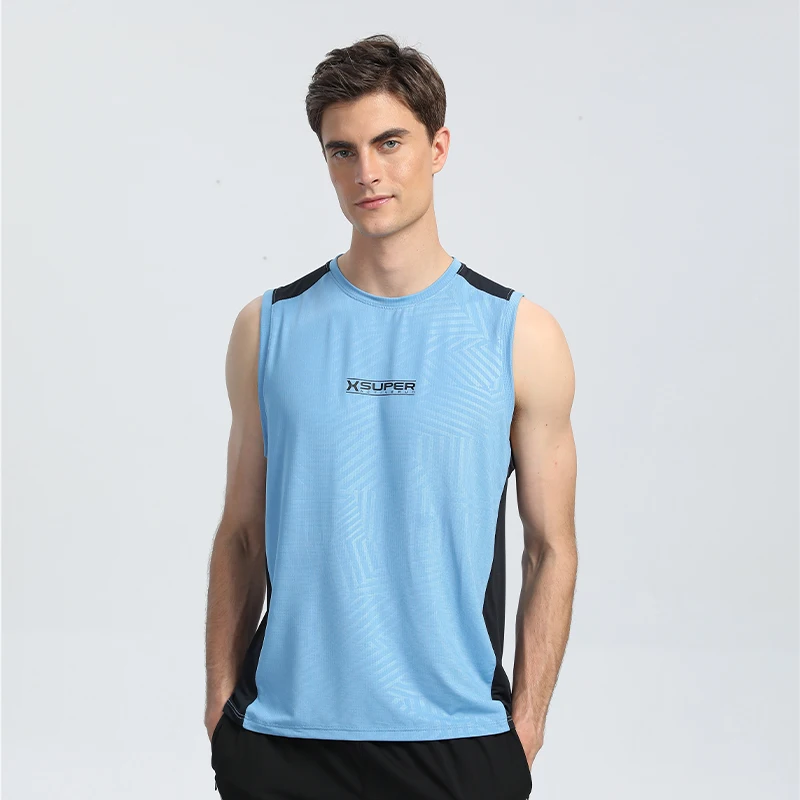 ผู้ชาย Rompi Olahraga อเมริกันการฝึกอบรมเสื้อผ้าผ้าไหม Kemeja Tanpa Lengan วิ่ง Breathable Tank Top เสื้อกั๊ก Gym เสื้อผ้า