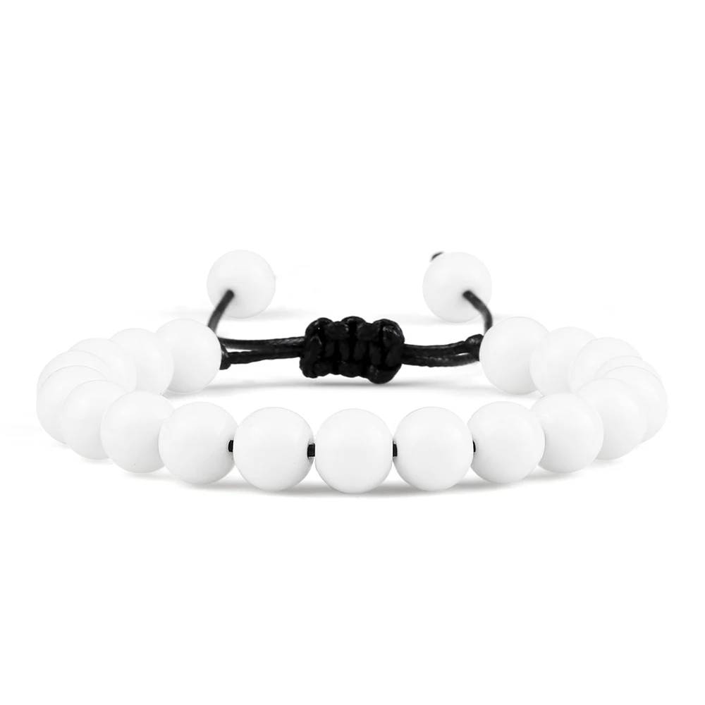 Adjustable Couples Bracelets with Black & White Beads