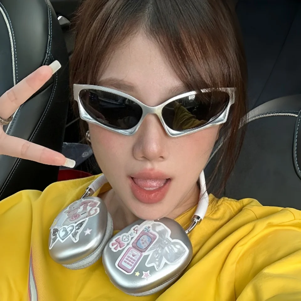 New Trendy Futuristic Streamlined Frame Unisex Fashion Outdoor Street Photography Decoration Party UV Resistant Sunglasses UV400