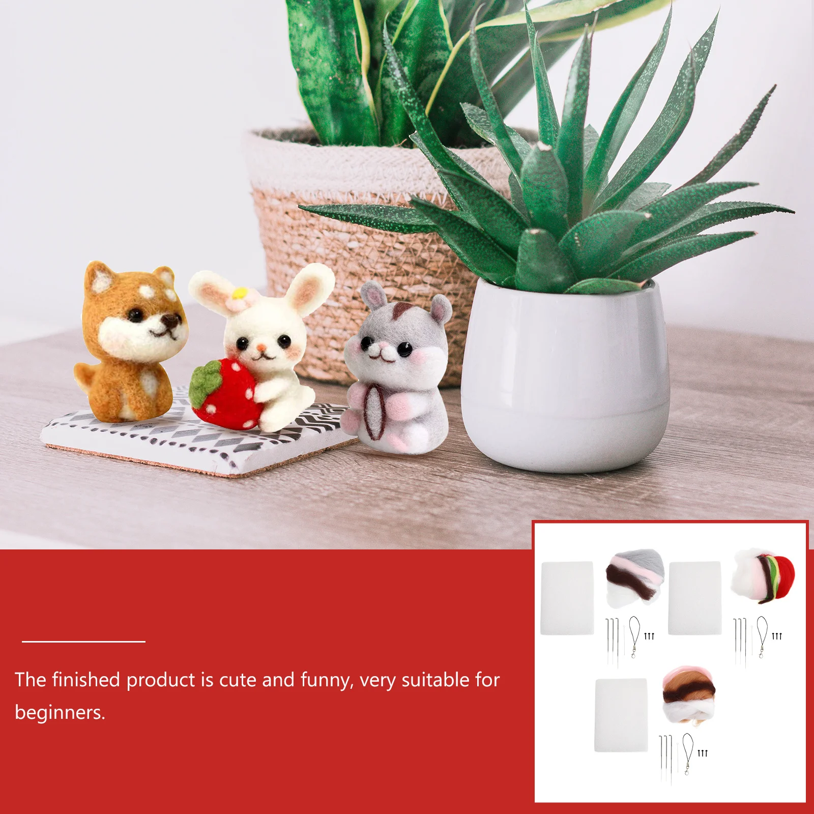 

3 set Felt Diy Felting Kit For Craft Cute Animal Needle Felting Supplies Gift Hamster Dog Rabbit Dog