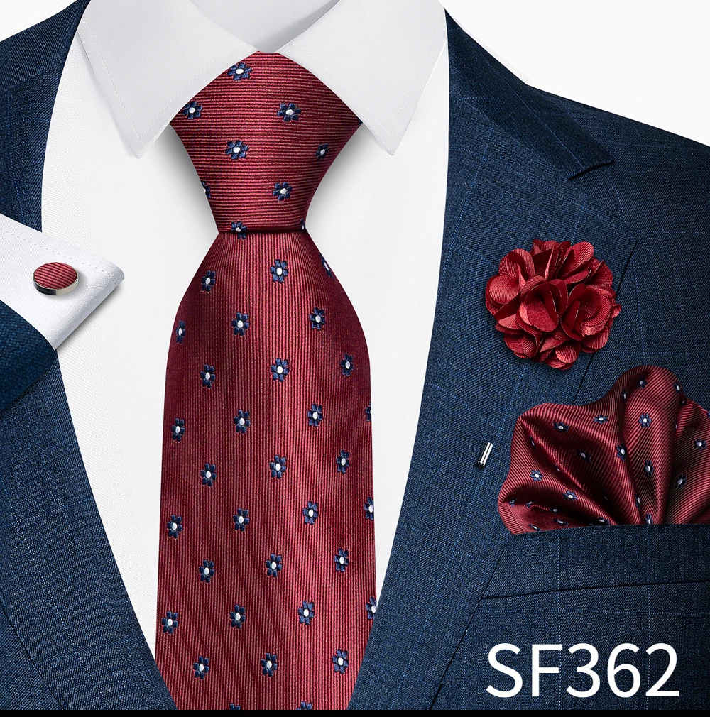 Großhandel Mode 8 cm Krawatte Taschentuch Manschettenknopf Pin Set Männer Krawatte Lila Paisley Anzug Zubehör Fit Hochzeit Geburtstag Geschenk – Detail 12